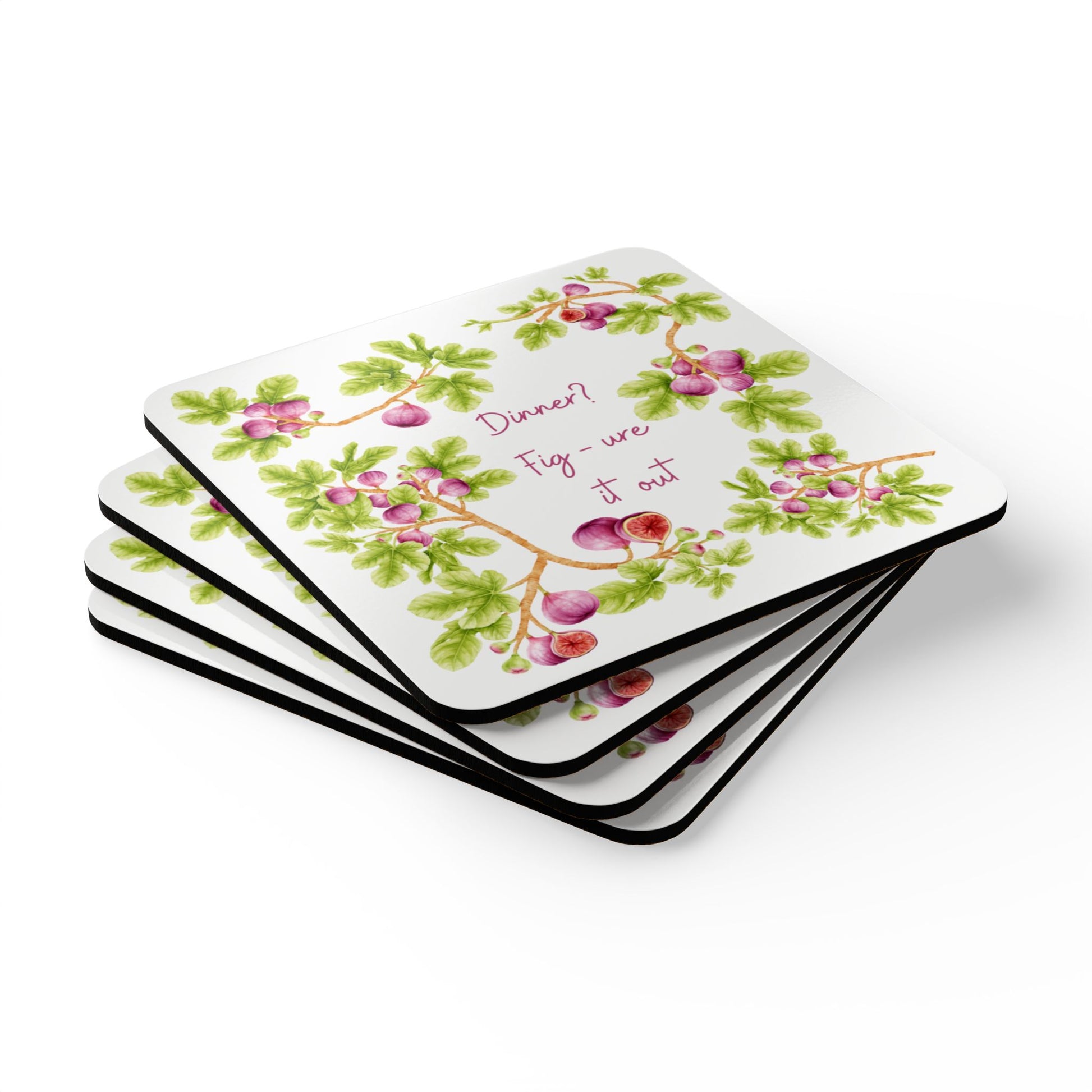 Fig Coaster Set - Garden Kitchen Home Decor - Garden Housewarming Gift - Fruit Joke - Fig Lover - Cocktail Coffee Tea Coasters