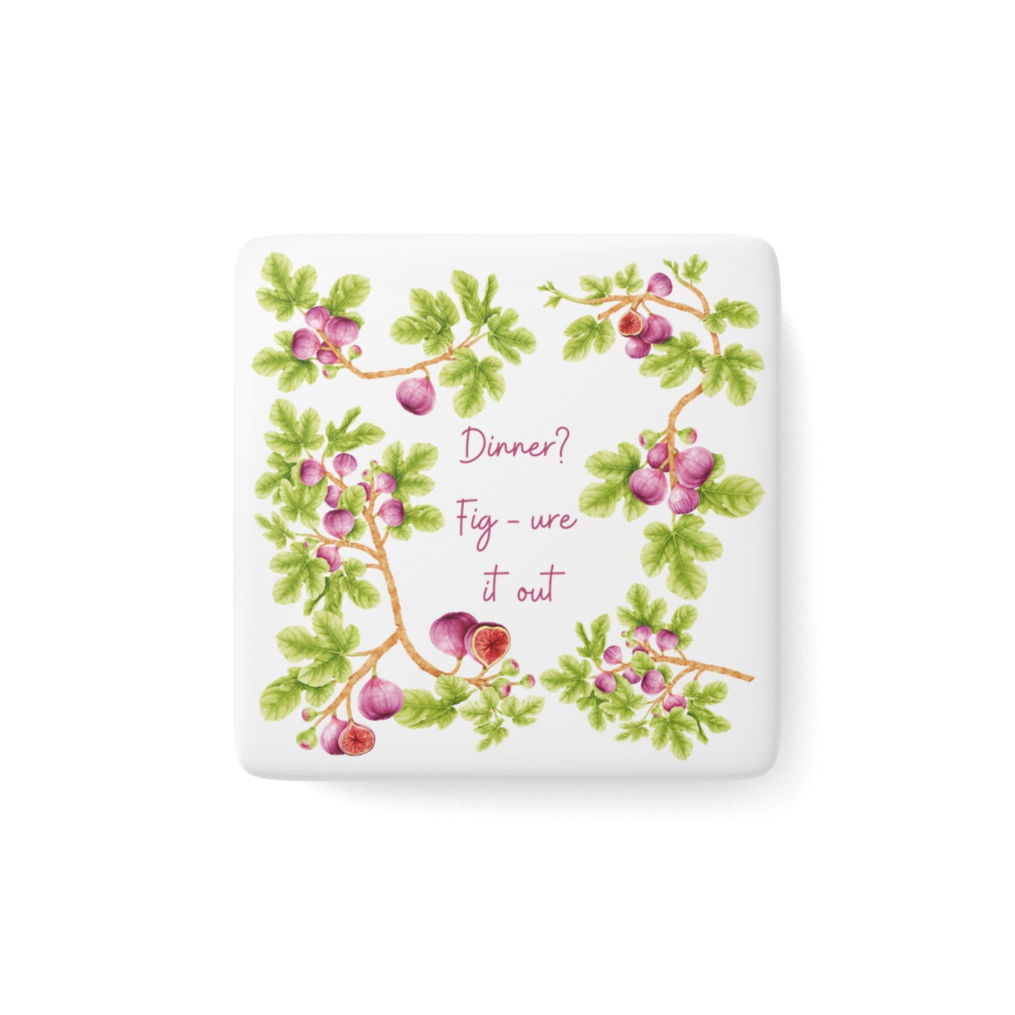 Fig Magnet - Kitchen Home Decor - Garden Gift - Fig Lover - Fig Tree Garden Joke - Fridge Magnet - Porcelain Fig Kitchen Decor