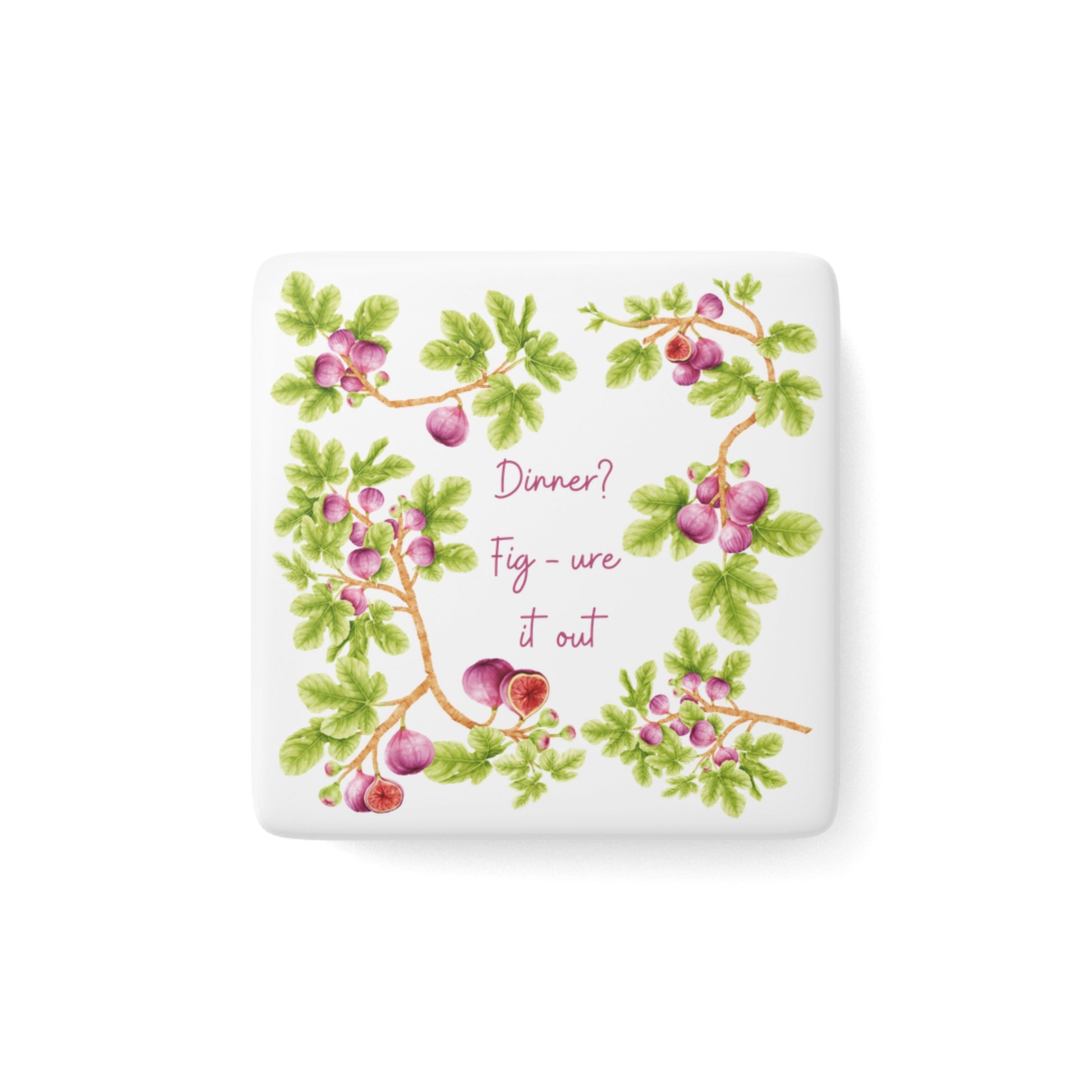 Fig Magnet - Kitchen Home Decor - Garden Gift - Fig Lover - Fig Tree Garden Joke - Fridge Magnet - Porcelain Fig Kitchen Decor