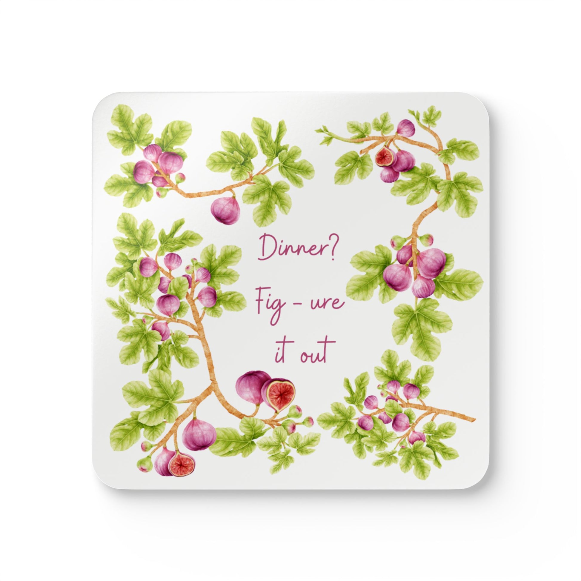Fig Coaster Set - Garden Kitchen Home Decor - Garden Housewarming Gift - Fruit Joke - Fig Lover - Cocktail Coffee Tea Coasters