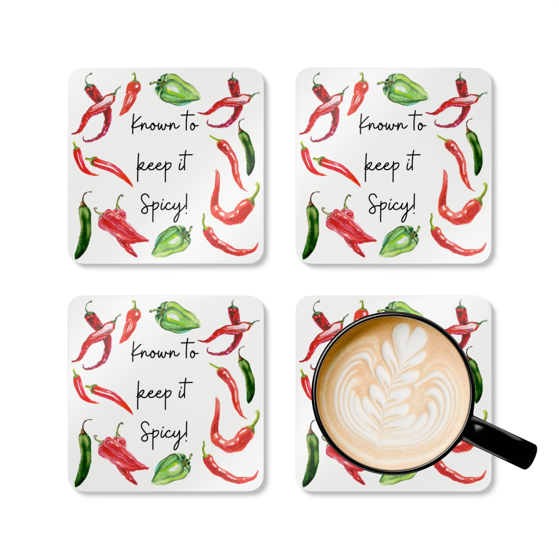 Hot Pepper Coaster Set - Chili Pepper Kitchen Home Decor - Spicy Housewarming Gift - Known to Keep it Spicy!