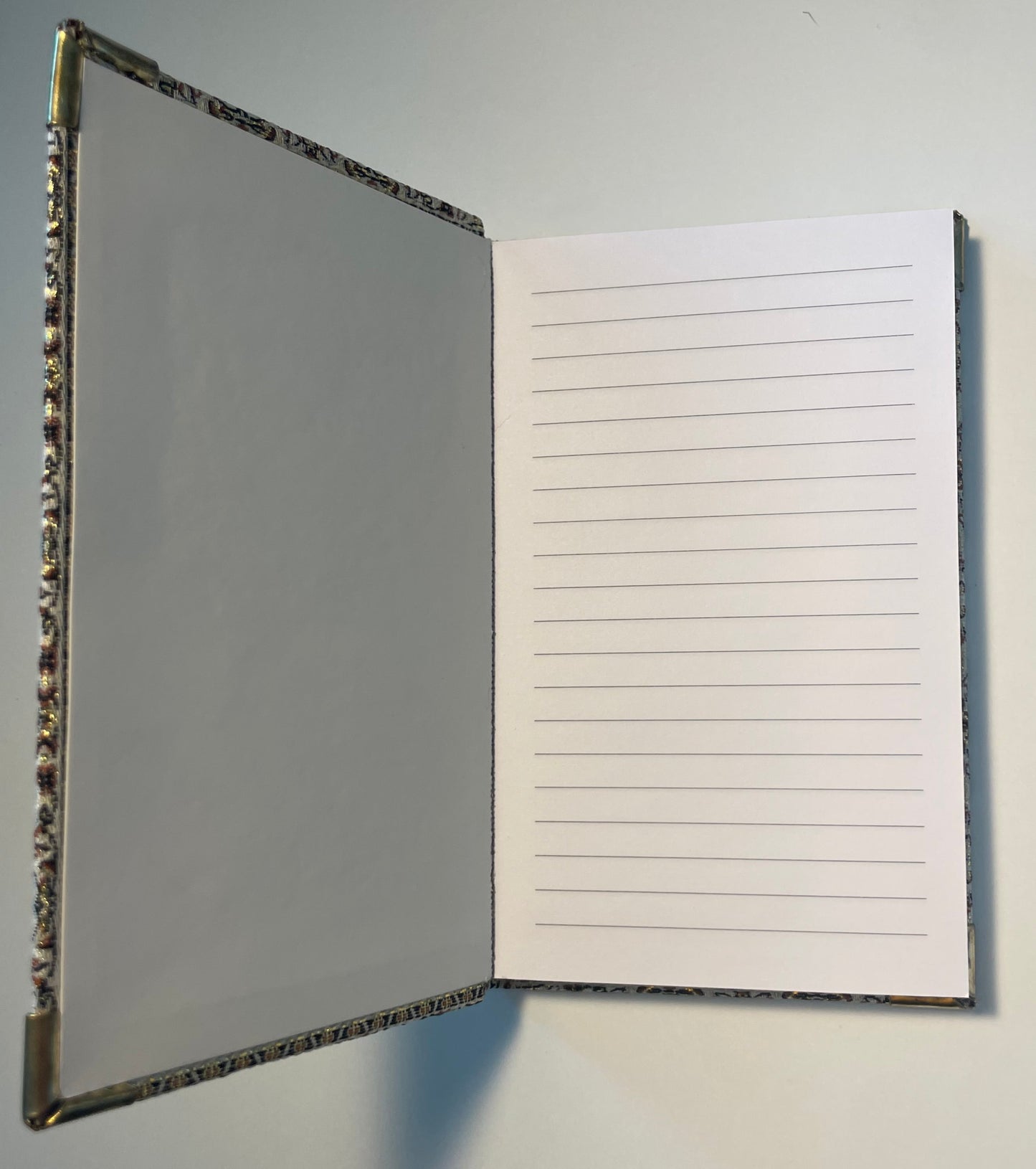 Custom Hand Embroidered Notebook, Handmade Sewen Fabric, Custom Diary, Hard Cover Back to School Journal - Cream & Gold