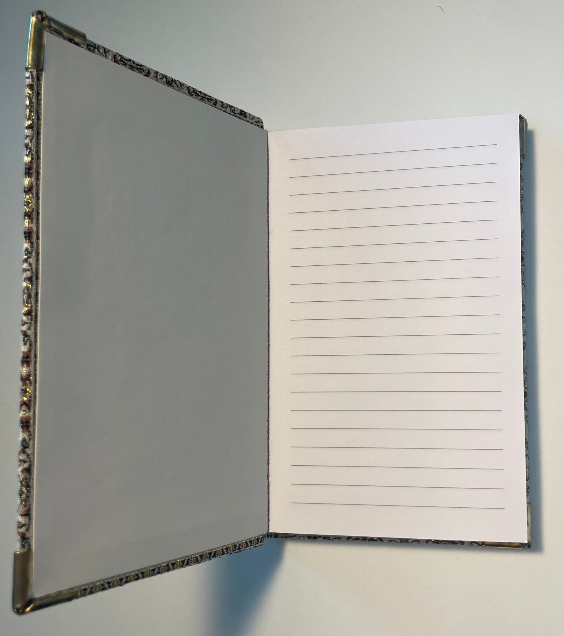 Custom Hand Embroidered Notebook, Handmade Sewen Fabric, Custom Diary, Hard Cover Back to School Journal - Cream & Gold