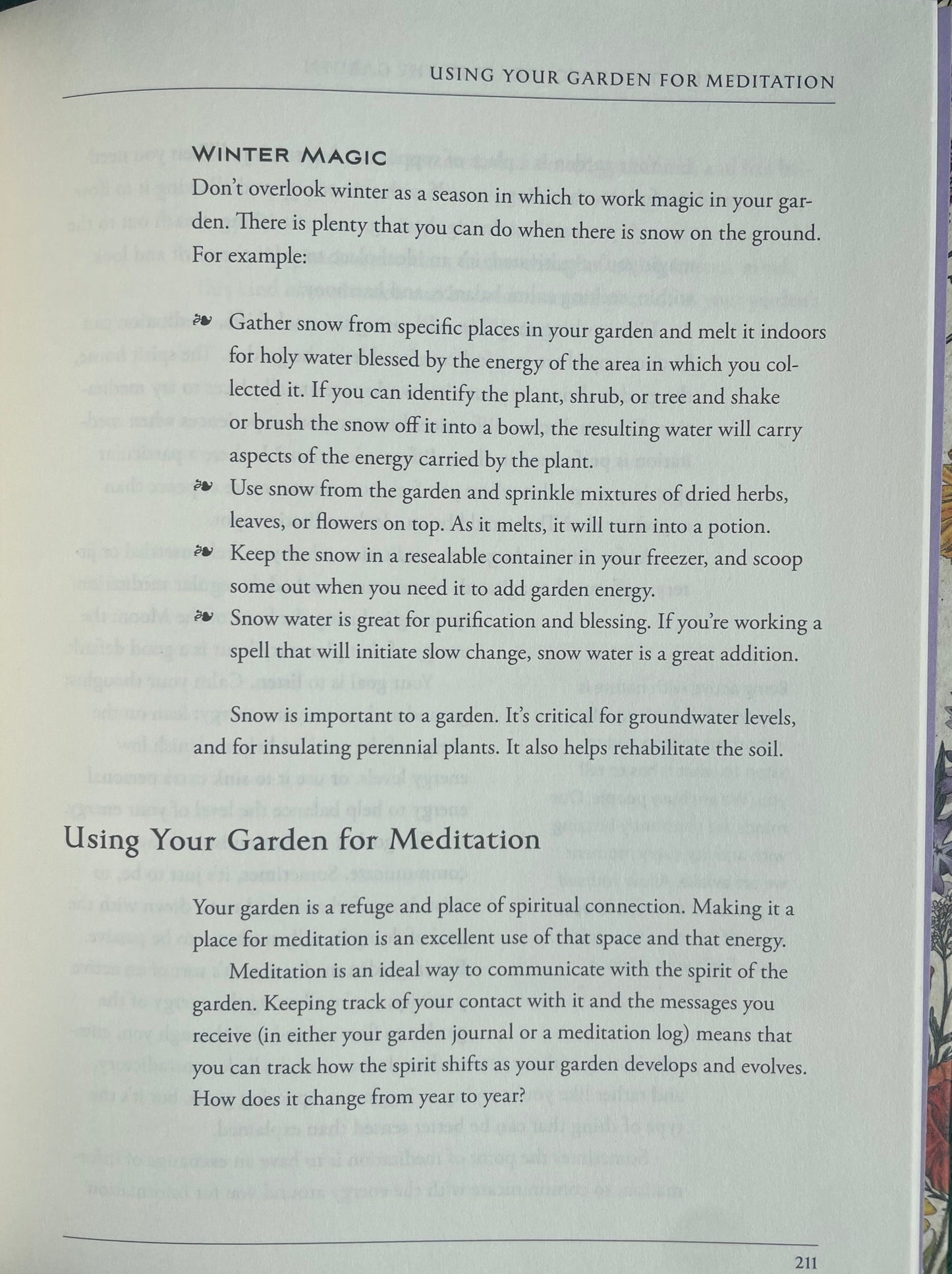 Using your garden for meditation - Winter Magic from Green Witch's Garden - Your Complete guide to creating & cultivating a magical garden space Book