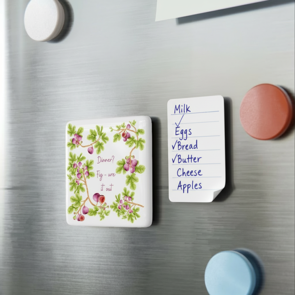 Fig Magnet - Kitchen Home Decor - Garden Gift - Fig Lover - Fig Tree Garden Joke - Fridge Magnet - Porcelain Fig Kitchen Decor