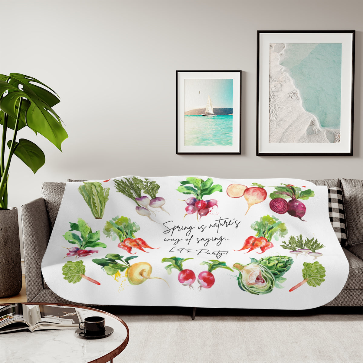 Sherpa Blanket – “Sprout Matters, Any of Sage, Let’s Plant” Vegetable Garden Design