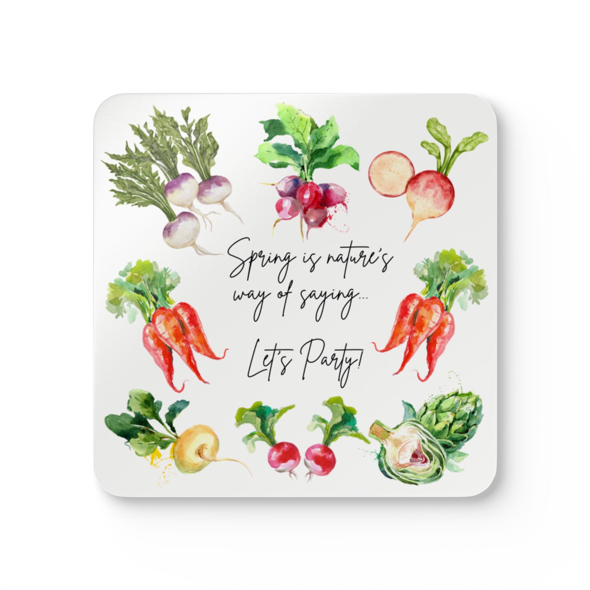 Spring Coaster Set Housewarming Gift Idea Party Joke Vegetable Lover Healthy Eating Enthusiast