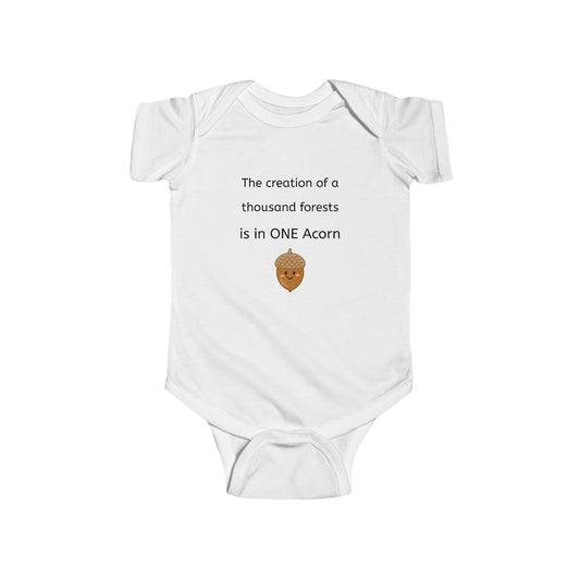 The creation of a thousand forests is in one acorn - Cute Baby Toddler Onesie® Infant Bodysuit, Cute toddler clothing, garden clothing, baby gift