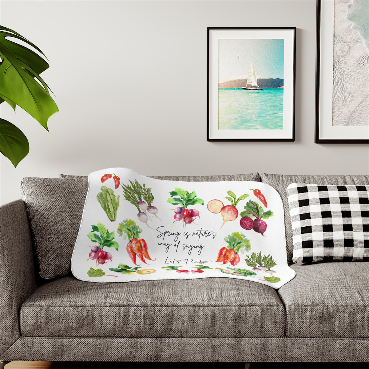 Sherpa Blanket – “Sprout Matters, Any of Sage, Let’s Plant” Vegetable Garden Design
