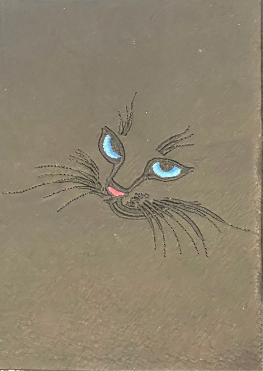 Leather Bound Notebook - Cat embroidery