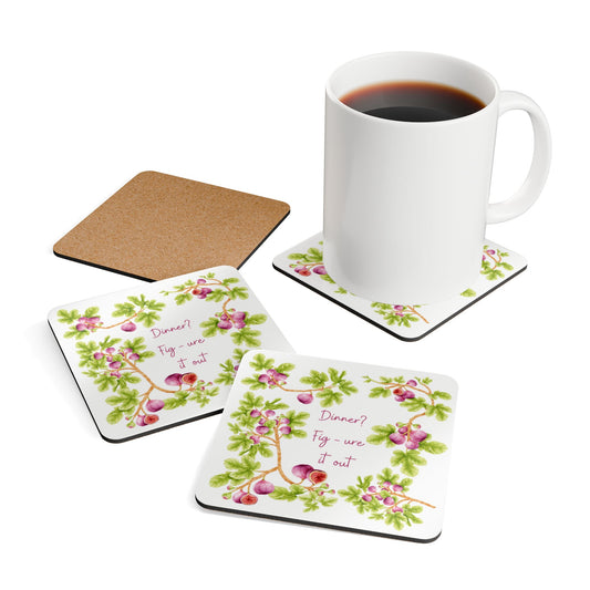 Fig Coaster Set - Garden Kitchen Home Decor - Garden Housewarming Gift - Fruit Joke - Fig Lover - Cocktail Coffee Tea Coasters