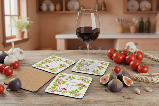 Funny Fig Lover Fruit Joke Garden Kitchen Home Decor Cocktail Beer Coffee Tea Coaster Set Indoor Outdoor Housewarming Holiday Gift Idea