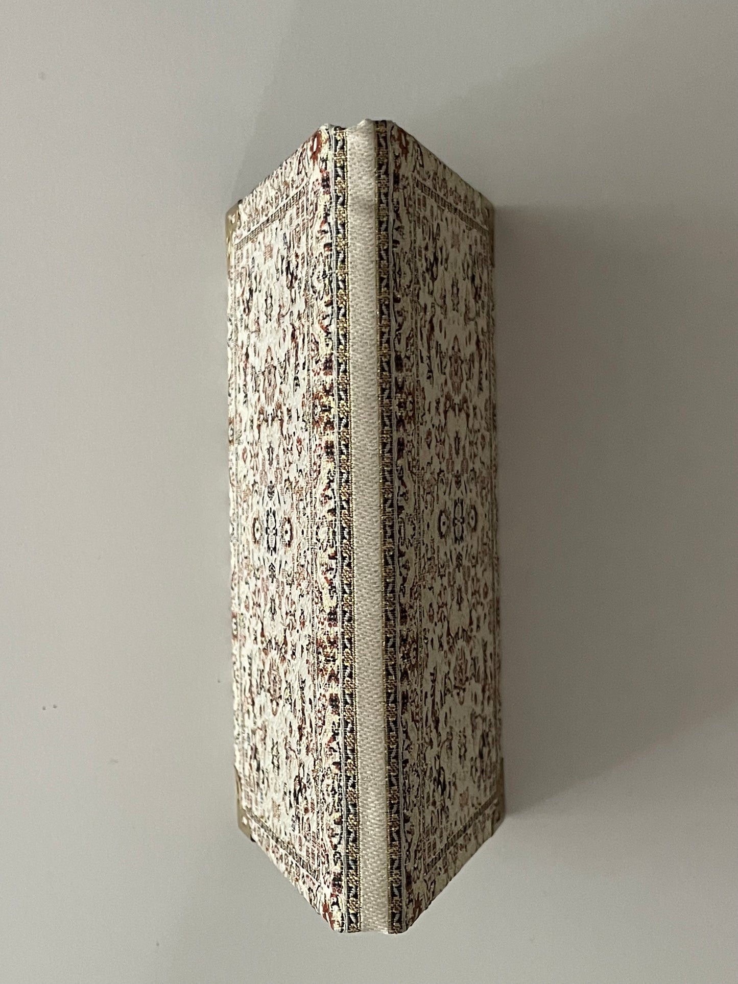 Custom Hand Embroidered Notebook, Handmade Sewen Fabric, Custom Diary, Hard Cover Back to School Journal - Cream & Gold