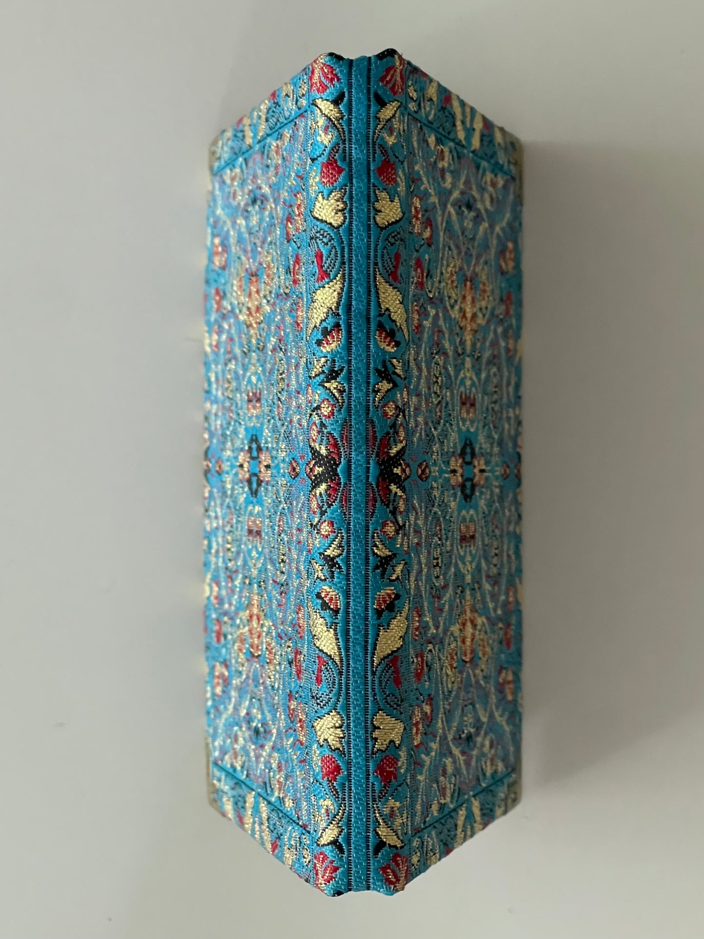 Custom Hand Embroidered Notebook, Handmade Sewen Fabric, Custom Diary, Hard Cover Back to School Journal - Blue & Gold